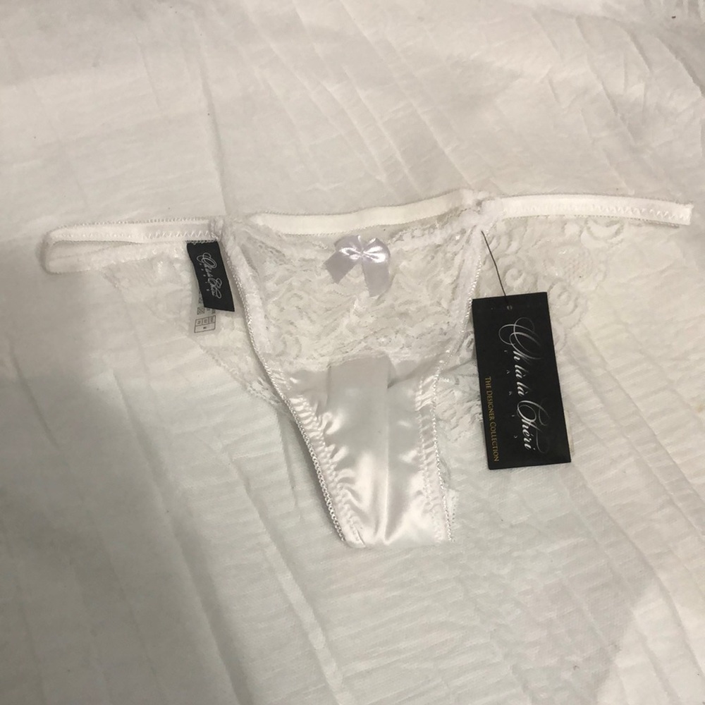 Oh La La Cherie Lace & Satin Thong Size M NWT